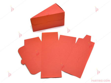 Едноцветно картонено парче за торта - червено