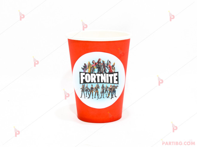 Чашки едноцветни в червено с декор Фортнайт / Fortnite | PARTIBG.COM