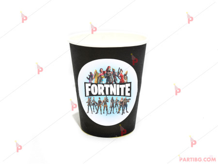 Чашки едноцветни в черно с декор Фортнайт / Fortnite