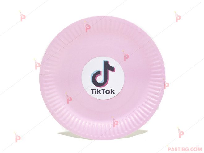 Чинийки едноцветни в розово с декор ТикТок / TikTok | PARTIBG.COM