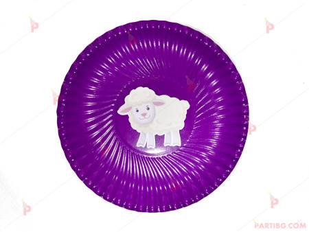 Чинийки едноцветни в лилаво с декор Овца