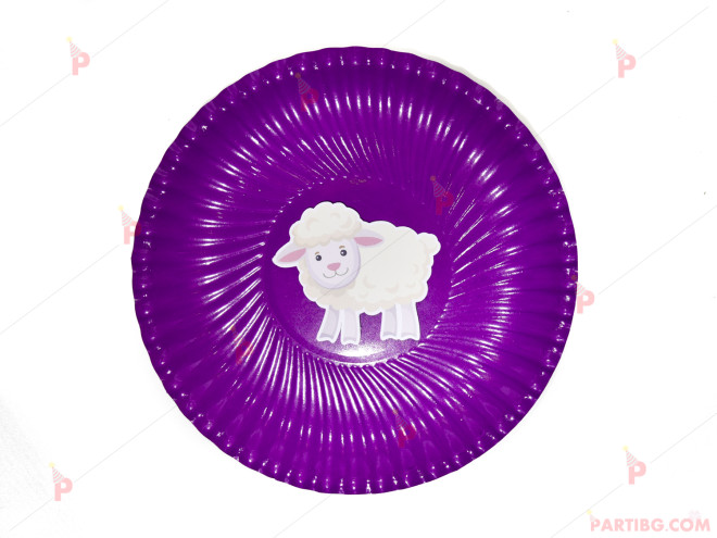 Чинийки едноцветни в лилаво с декор Овца | PARTIBG.COM