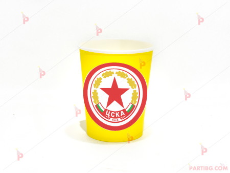Чашки едноцветни в жълто с декор ЦСКА