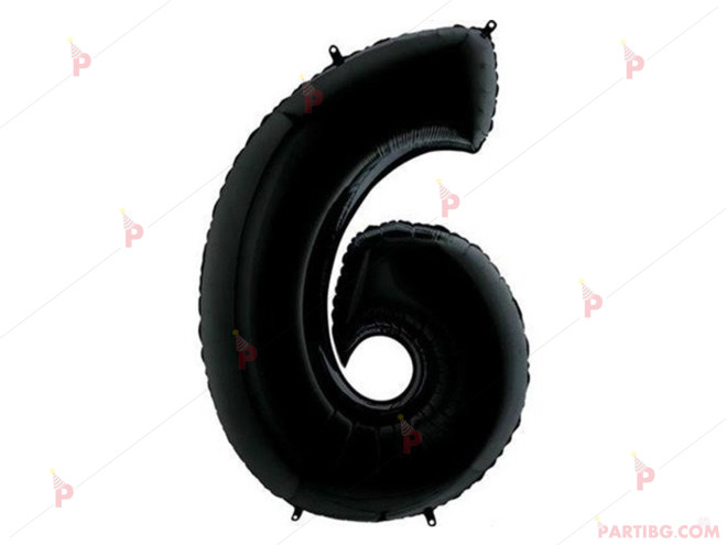 Фолиев балон цифра "6" - черен 1м. | PARTIBG.COM