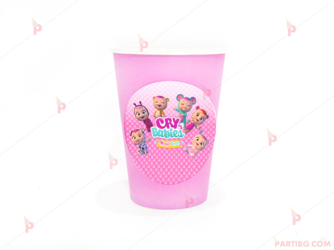 Чашки едноцветни в розово с декор Плачещи бебета / Cry babies | PARTIBG.COM
