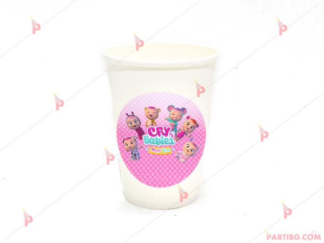 Чашки едноцветни в бяло с декор Плачещи бебета / Cry babies | PARTIBG.COM