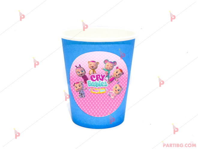 Чашки едноцветни в синьо с декор Плачещи бебета / Cry babies | PARTIBG.COM