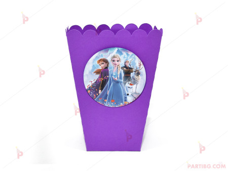 Кофичка за пуканки/чипс с декор Леденото кралство 2 / Frozen 2 в лилаво / 1бр.