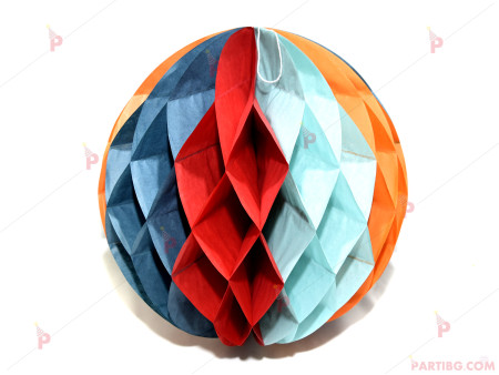 Висяща хартиена украса-разноцветна топка