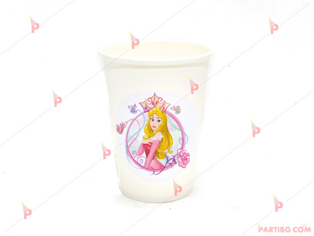 Чашки едноцветни в бяло с декор Аврора / Спящата красавица