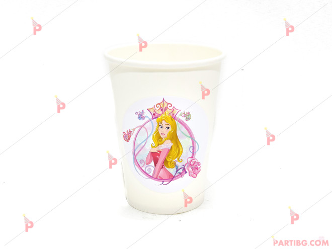 Чашки едноцветни в бяло с декор Аврора / Спящата красавица | PARTIBG.COM