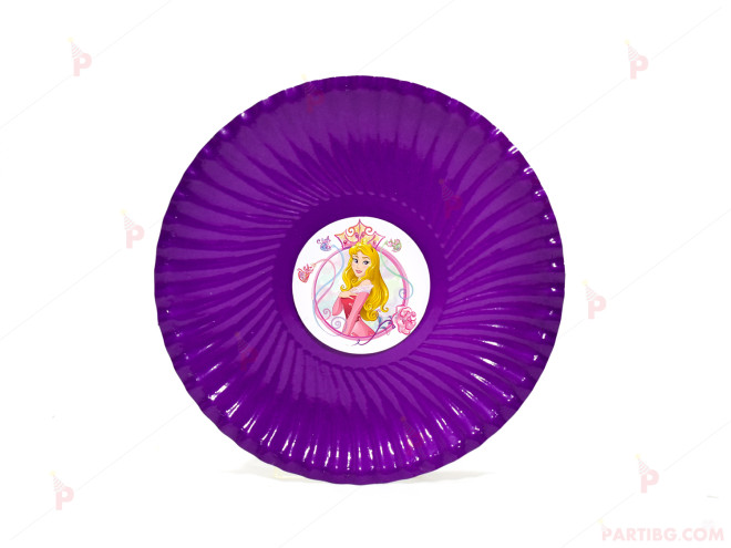 Чинийки едноцветни в лилаво с декор Аврора / Спящата красавица | PARTIBG.COM