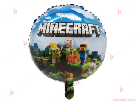 Фолиев балон кръгъл с Майнкрафт  / Minecraft