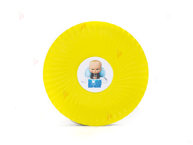 Чинийки едноцветни в жълто с декор Бебе Бос / The Boss Baby | PARTIBG.COM