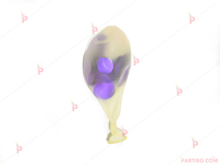 Балони 5бр. прозрачни с конфети лилави