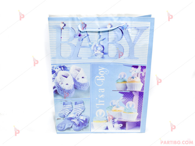 Подаръчна торбичка бяла с декор бебенце | PARTIBG.COM