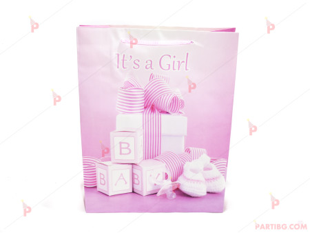 Подаръчна торбичка розова "It's a girl" г.