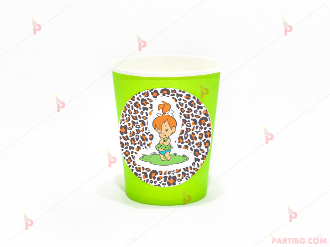 Чашки едноцветни в зелено с декор Пебълс - Семейство Флинстоун / The Flinstones | PARTIBG.COM