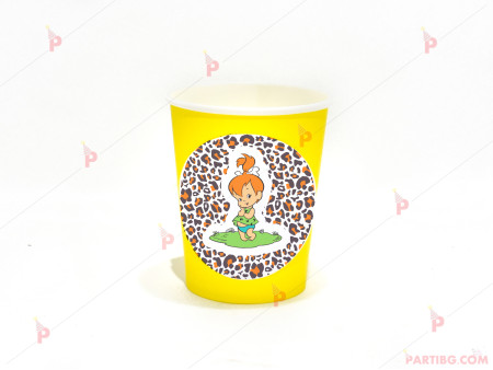 Чашки едноцветни в жълто с декор Пебълс - Семейство Флинстоун / The Flinstones