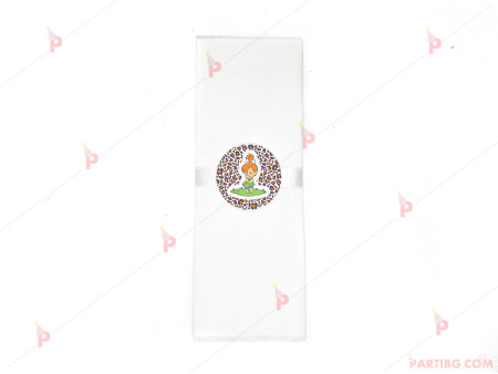 Салфетка едноцветна в бяло и тематичен декор Пебълс - Семейство Флинстоун / The Flinstones