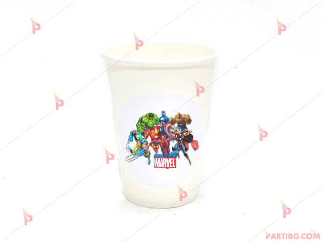 Чашки едноцветни в бяло с декор Отмъстителите | PARTIBG.COM