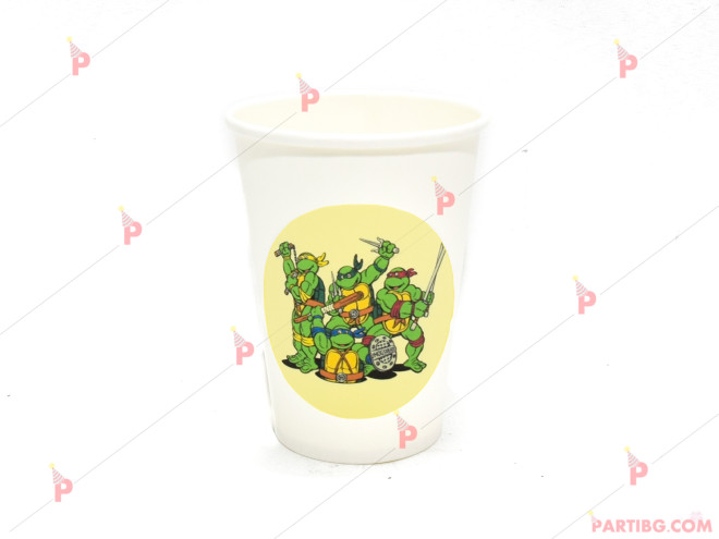 Чашки едноцветни в бяло с декор Костенурките нинджа | PARTIBG.COM