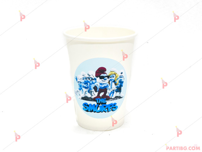 Чашки едноцветни в бяло с декор Смърфовете/Smurfs | PARTIBG.COM