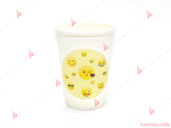 Чашки едноцветни в бяло с декор Усмивки / Emoji | PARTIBG.COM