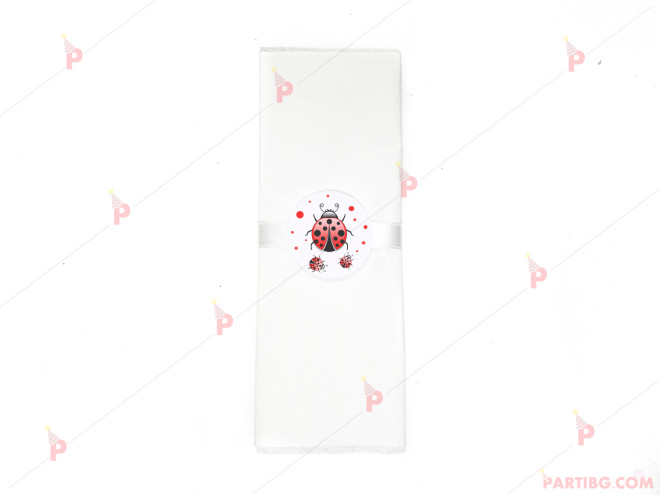 Салфетка едноцветна в бяло и тематичен декор с Калинки | PARTIBG.COM