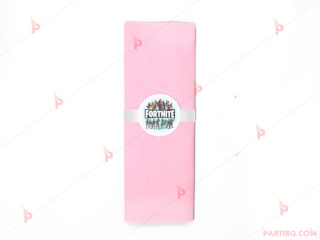 Салфетка едноцветна в розово и тематичен декор Фортнайт / Fortnite