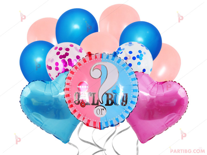 Фолиеви балони комплект от 5 бр. - Girl or Boy | PARTIBG.COM