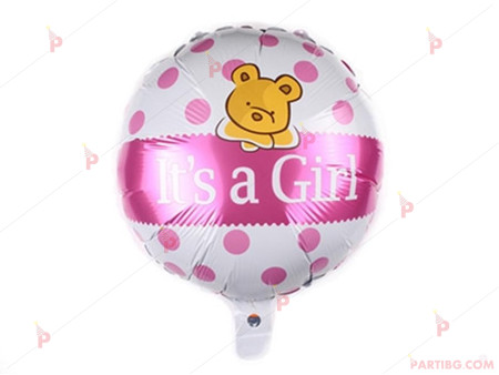 Фолиев балон кръгъл с надпис "IT'S A GIRL"