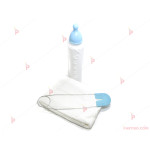 Забавен подаръчен комплект за татко на новородено бебе - памперс /за възрастни/, шише и безопасна игла в синьо | PARTIBG.COM