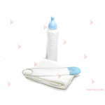 Забавен подаръчен комплект за татко на новородено бебе - памперс /за възрастни/, шише и безопасна игла в синьо | PARTIBG.COM