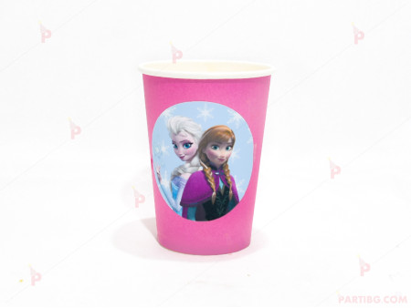 Чашки едноцветни в розово с декор Елза и Ана / Леденото кралство (Frozen)