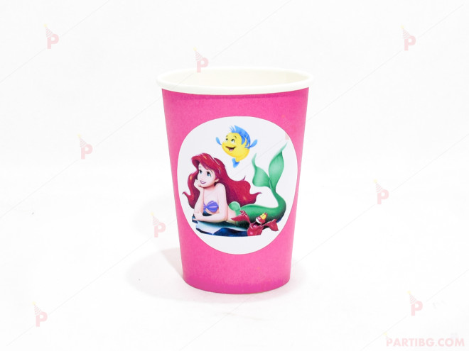 Чашки едноцветни в розово с декор Ариел / The Little Mermaid | PARTIBG.COM