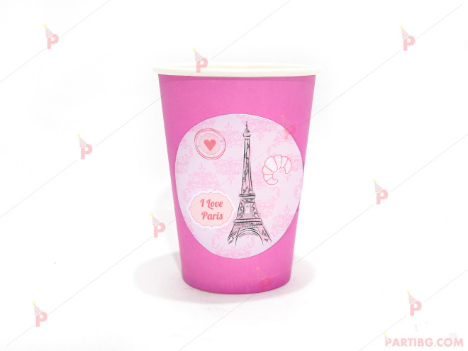 Чашки едноцветни в розово с декор Айфелова кула Париж | PARTIBG.COM