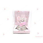 Стъклена фигурка меченце с розова бебешка бутилка | PARTIBG.COM