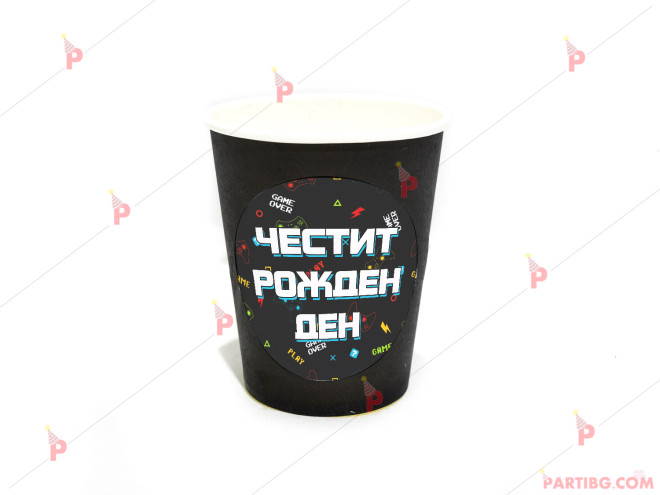 Чашки едноцветни в черно с Геймърски декор | PARTIBG.COM
