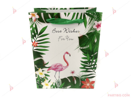 Подаръчна торбичка с декор Фламинго