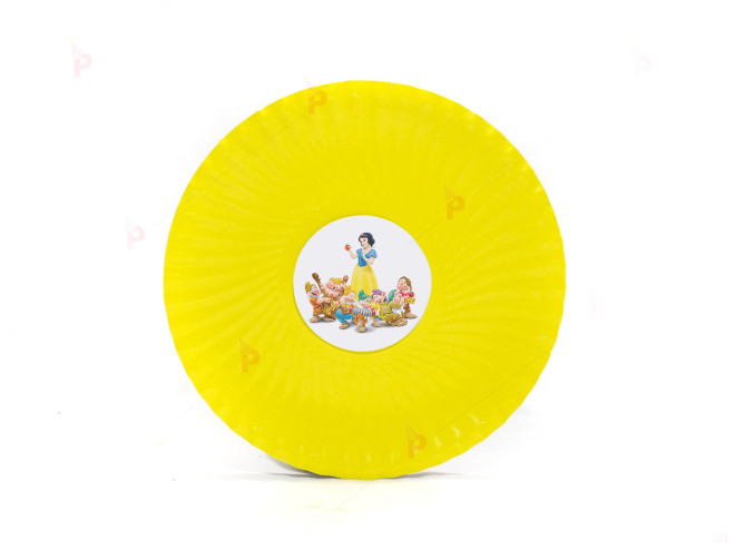 Чинийки едноцветни в жълто с декор Снежанка и седемте джуджета | PARTIBG.COM
