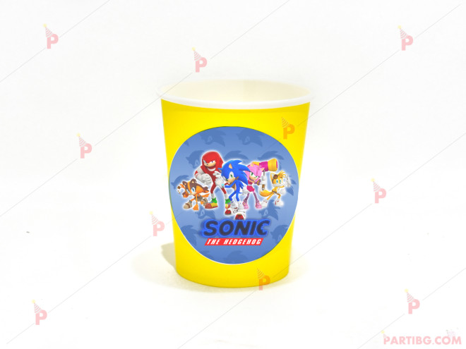 Чашки едноцветни в жълто с декор Соник / Sonic The Hedgehog | PARTIBG.COM