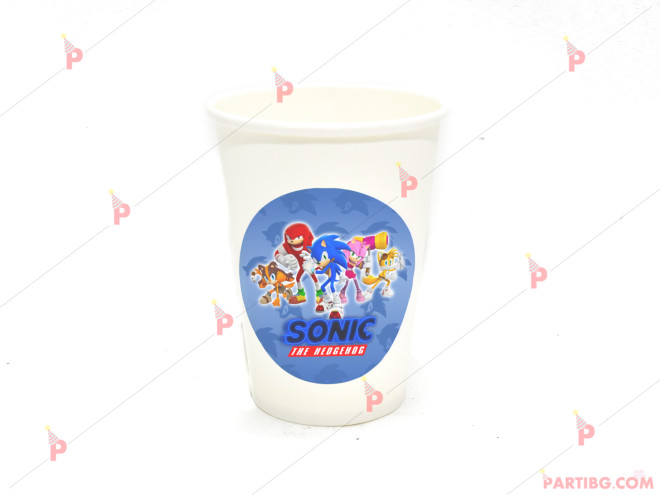 Чашки едноцветни в бяло с декор Соник / Sonic The Hedgehog | PARTIBG.COM