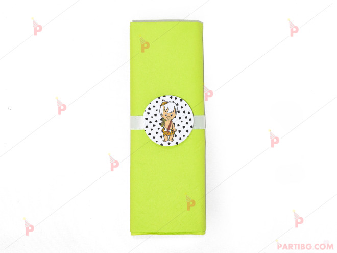 Салфетка едноцветна в зелено и тематичен декор Бам Бам - Семейство Флинстоун / The Flinstones | PARTIBG.COM