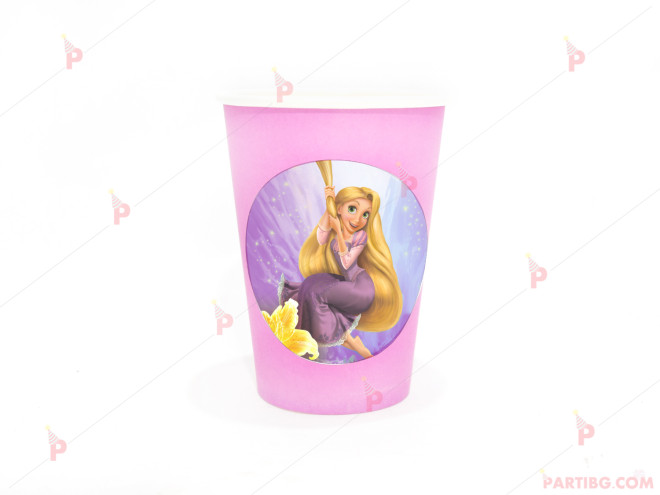 Чашки едноцветни в розово с декор Рапунцел | PARTIBG.COM