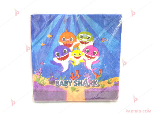 Салфетки к-т 12бр. Бебета Акули / Baby shark | PARTIBG.COM