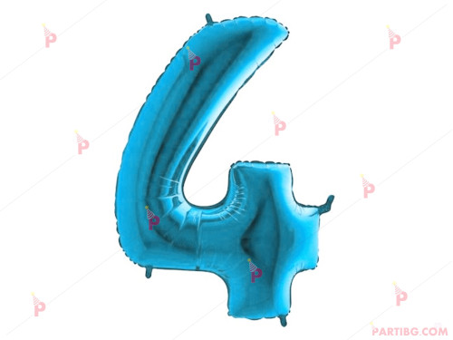 Фолиев балон цифра "4" - син 1м. | PARTIBG.COM