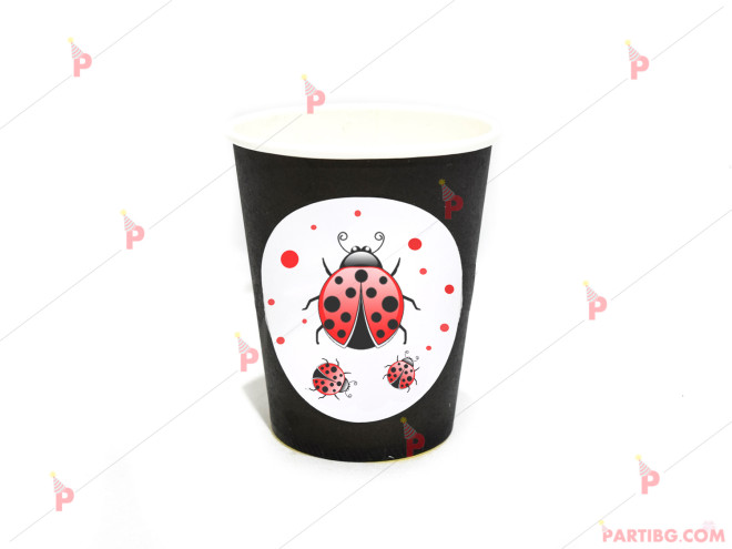 Чашки едноцветни в черно с декор Калинки | PARTIBG.COM