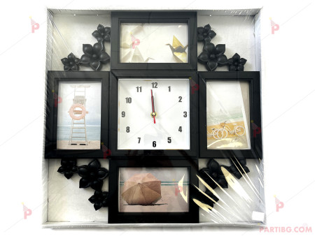 Часовник с рамки за снимки в черно