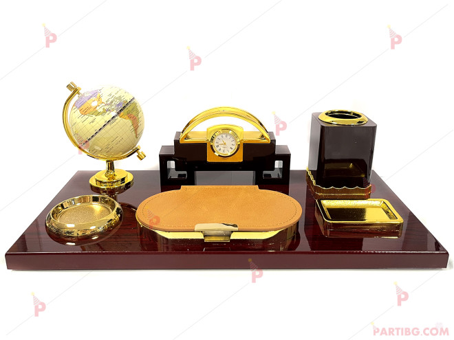 Офис комплект - глобус, часовник, моливник, поставка за визитки и листчета | PARTIBG.COM